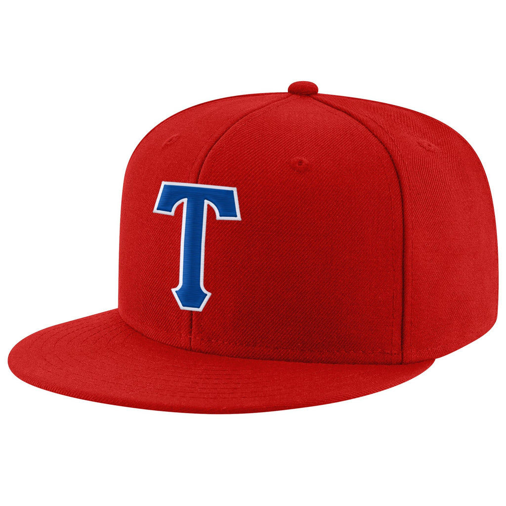 Custom Red Royal-White Stitched Adjustable Snapback Hat photo 1