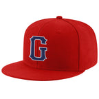 Custom Red Navy-White Stitched Adjustable Snapback Hat photo 1