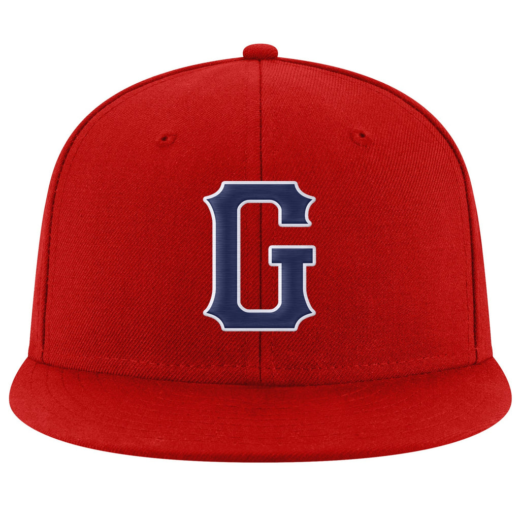 Custom Red Navy-White Stitched Adjustable Snapback Hat photo 2