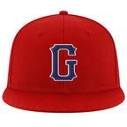 Custom Red Navy-White Stitched Adjustable Snapback Hat photo 2