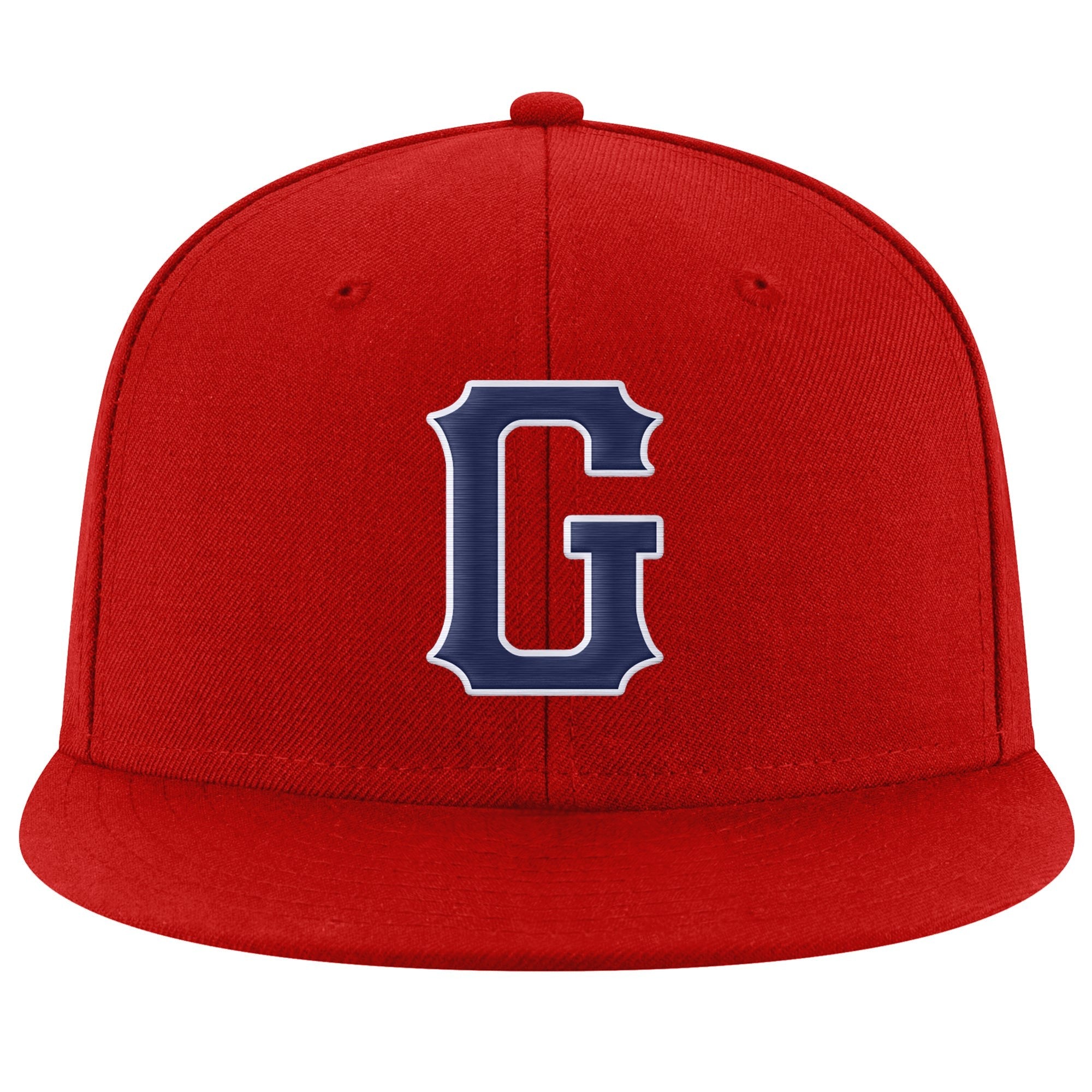 Custom Red Navy-White Stitched Adjustable Snapback Hat photo 2