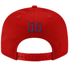 Custom Red Navy-White Stitched Adjustable Snapback Hat photo 3