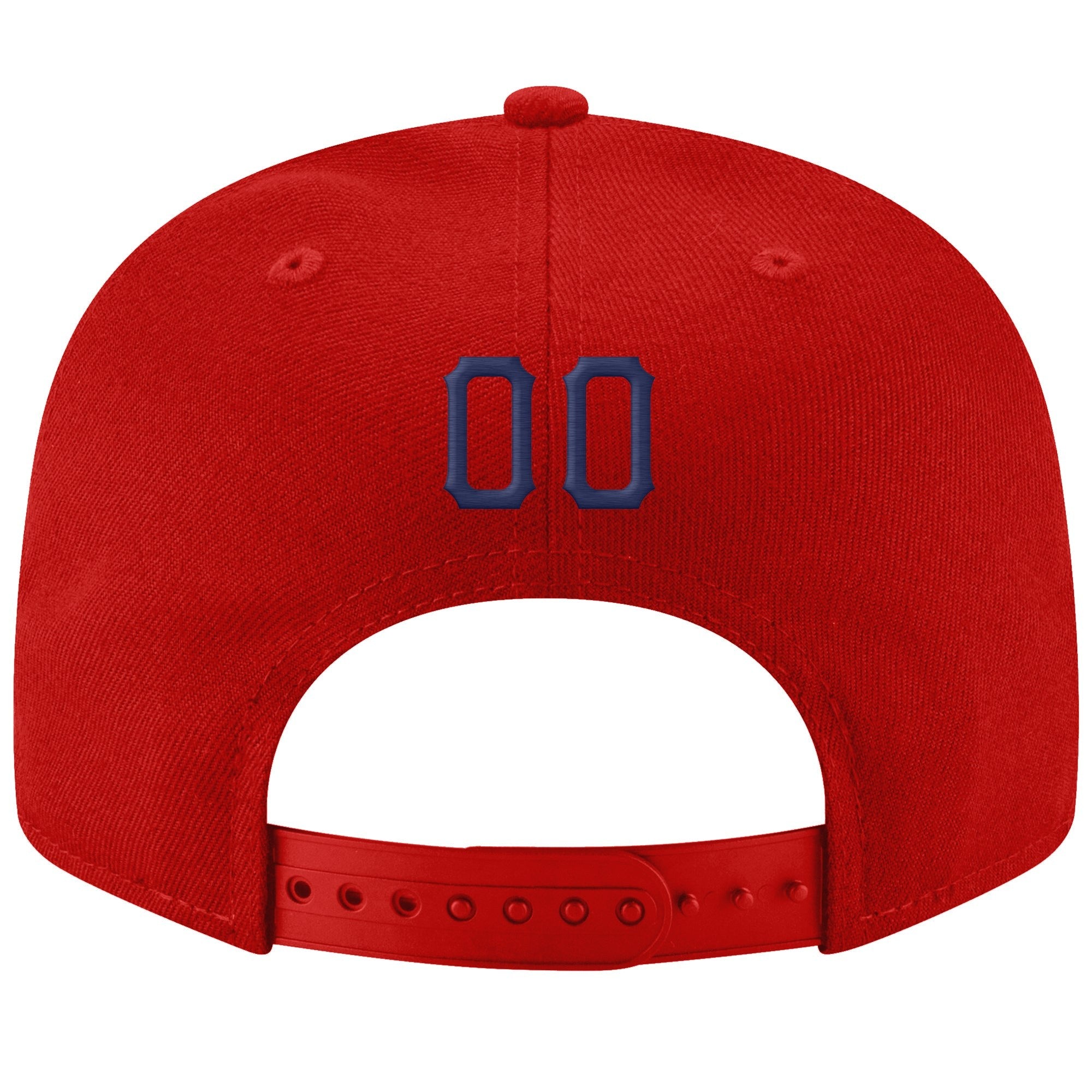 Custom Red Navy-White Stitched Adjustable Snapback Hat photo 3