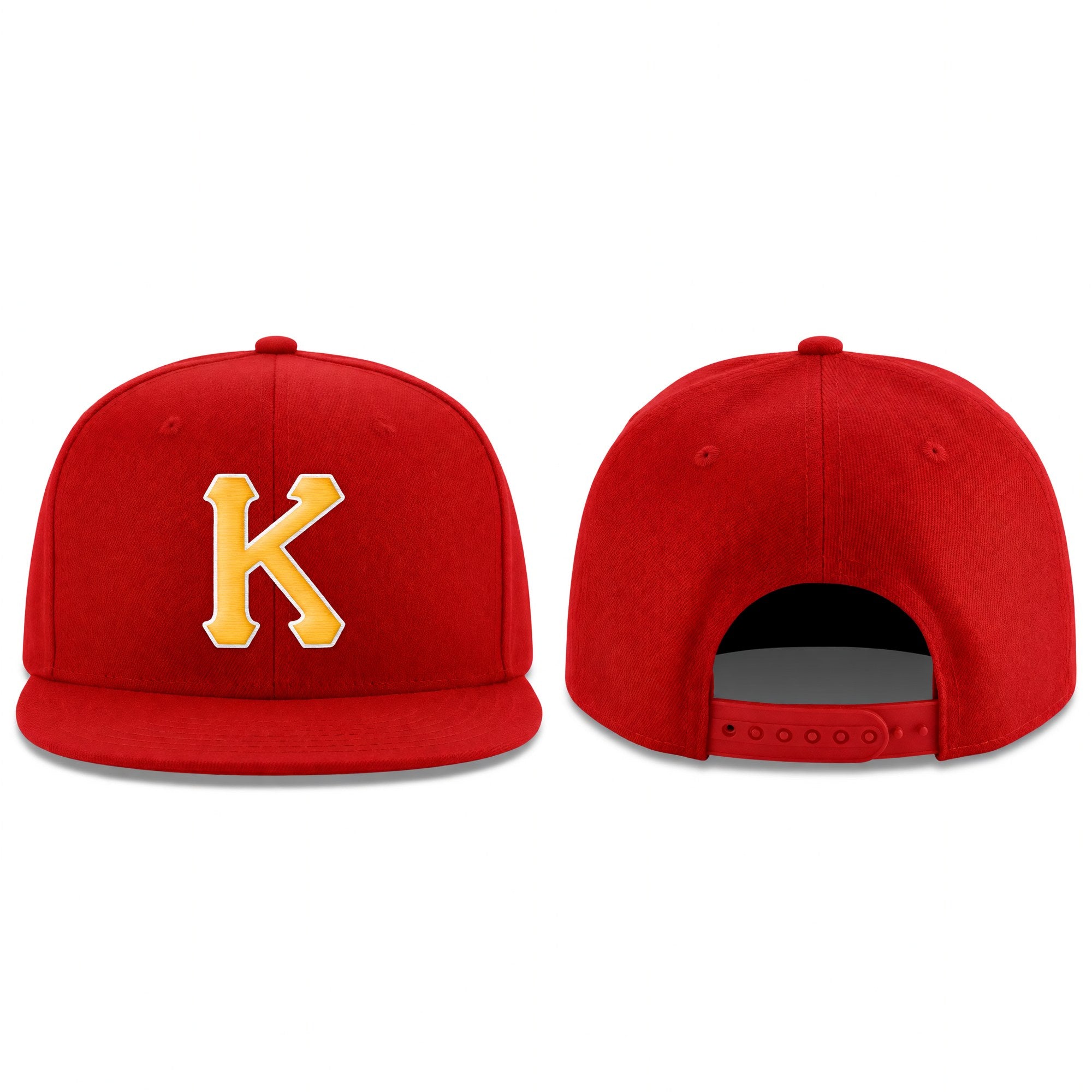Custom Red Gold-White Stitched Adjustable Snapback Hat