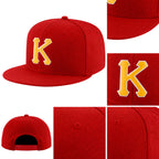 Custom Red Gold-White Stitched Adjustable Snapback Hat detail