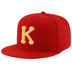 Custom Red Gold-White Stitched Adjustable Snapback Hat photo 1