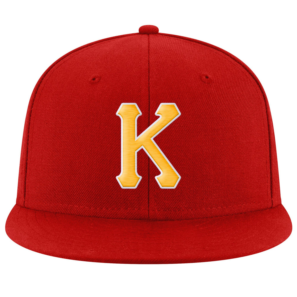 Custom Red Gold-White Stitched Adjustable Snapback Hat photo 2