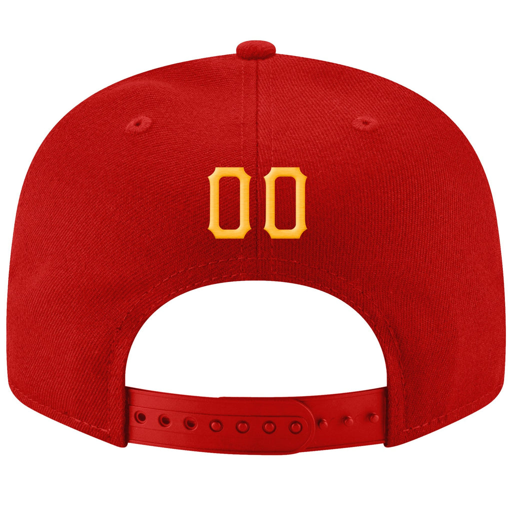 Custom Red Gold-White Stitched Adjustable Snapback Hat photo 3