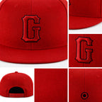 Custom Red Red-Black Stitched Adjustable Snapback Hat detail
