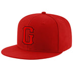 Custom Red Red-Black Stitched Adjustable Snapback Hat photo 1