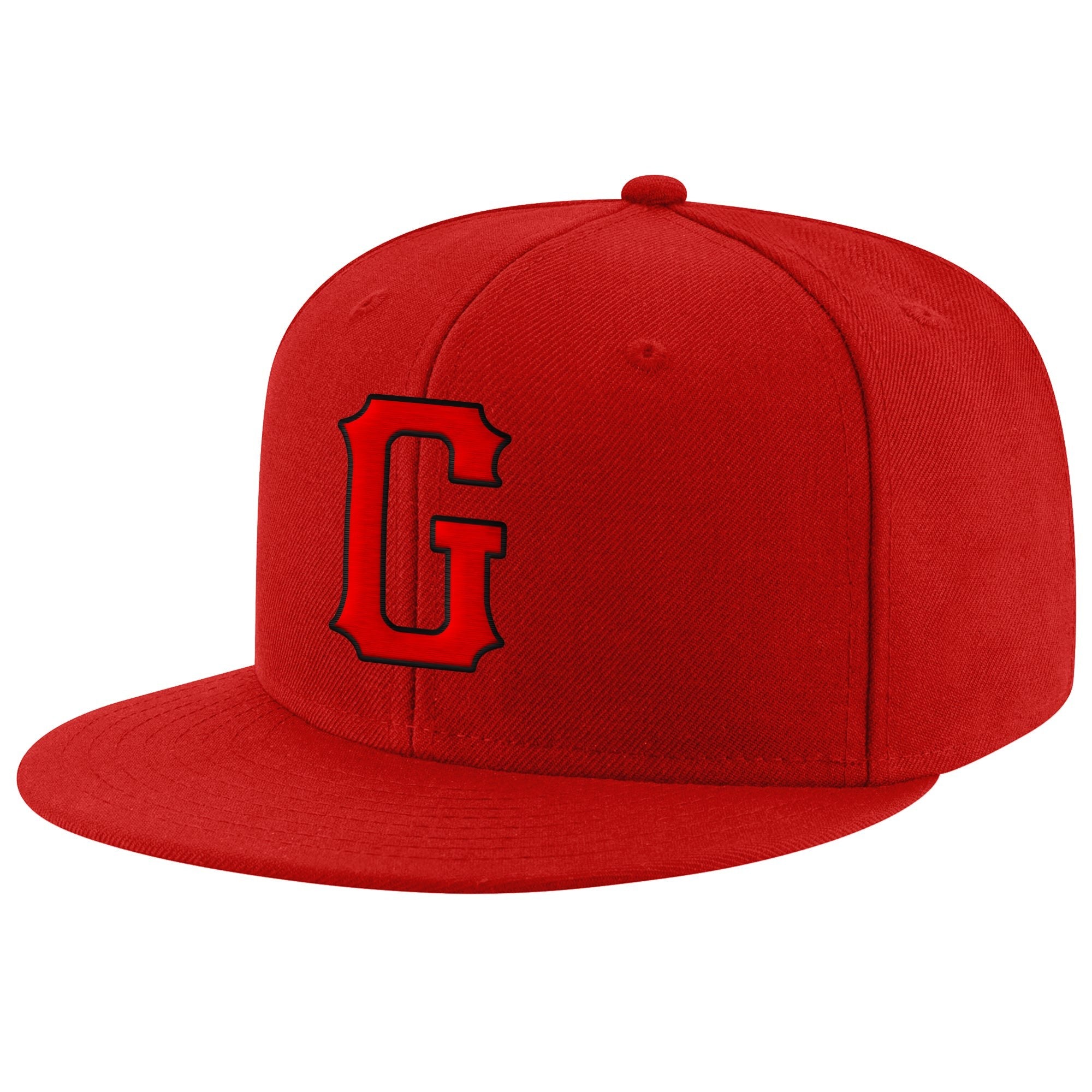 Custom Red Red-Black Stitched Adjustable Snapback Hat photo 1