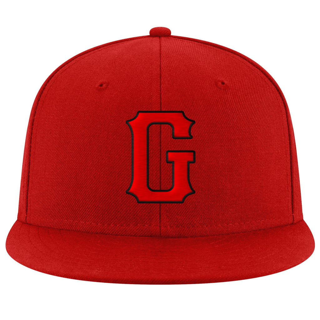 Custom Red Red-Black Stitched Adjustable Snapback Hat photo 2