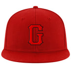 Custom Red Red-Black Stitched Adjustable Snapback Hat photo 2