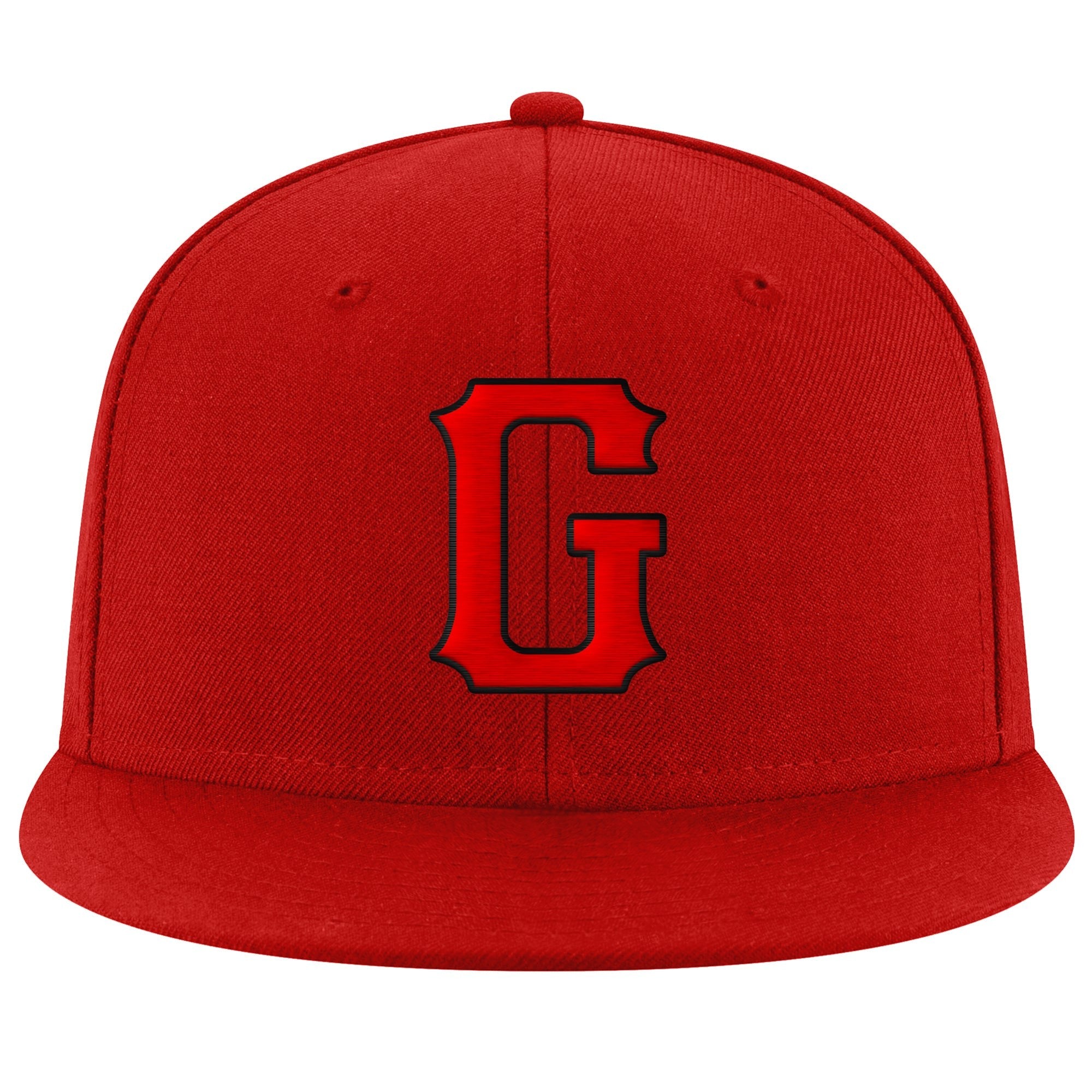 Custom Red Red-Black Stitched Adjustable Snapback Hat photo 2