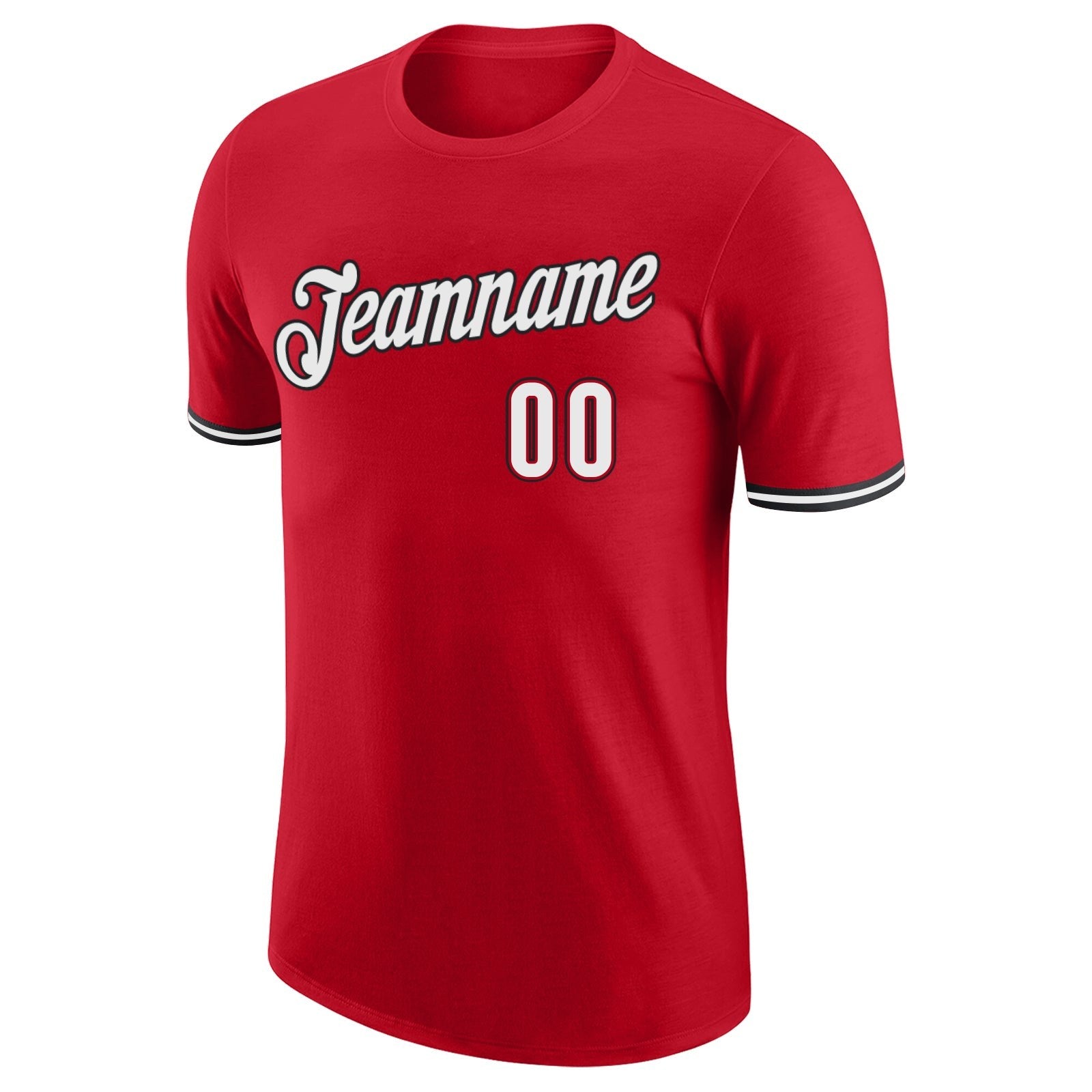 Custom Red White-Black Performance T-Shirt photo 5