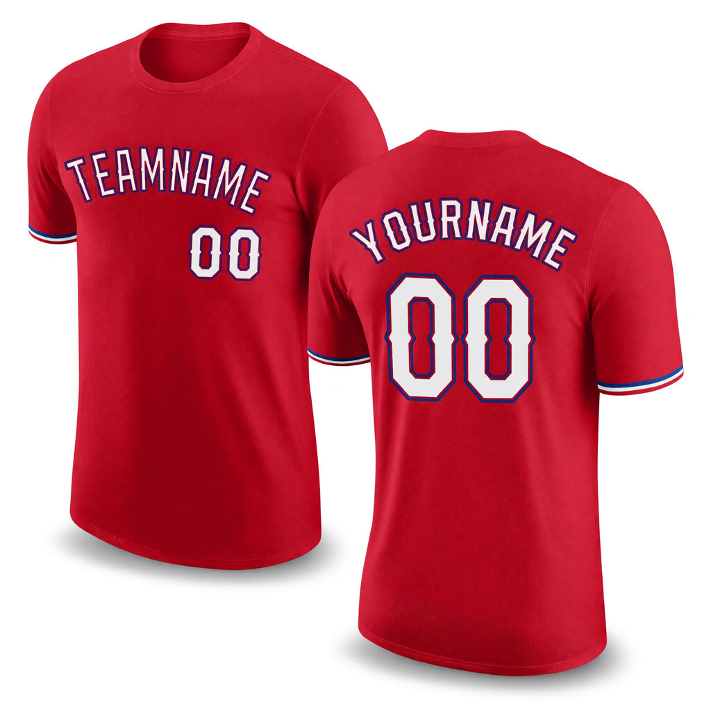 Custom Red White-Royal Performance T-Shirt