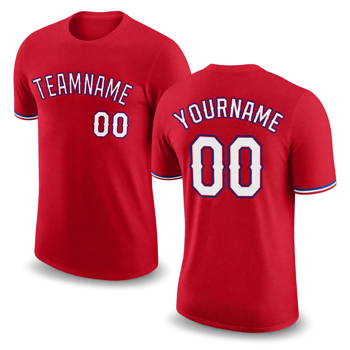 Custom Red White-Royal Performance T-Shirt