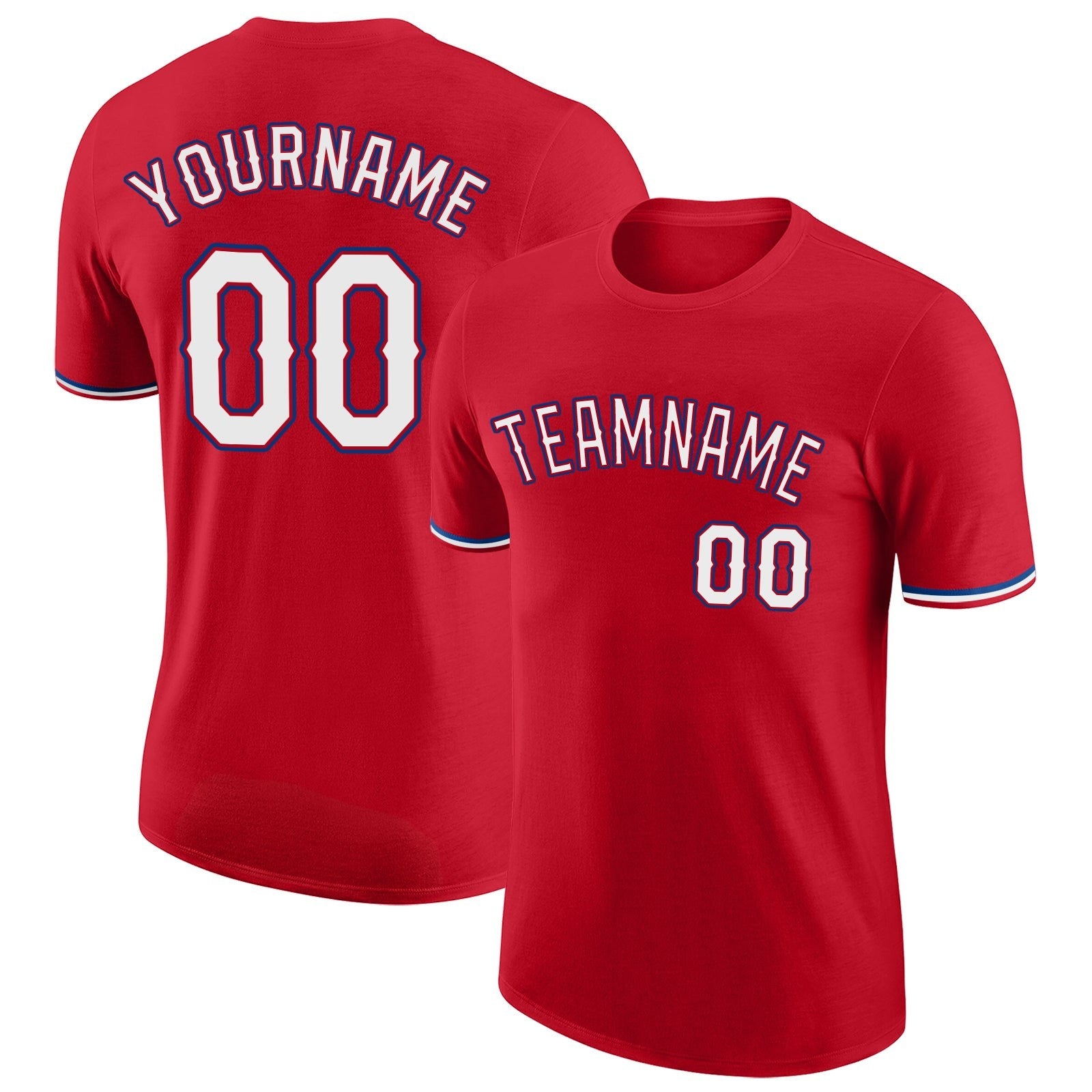 Custom Red White-Royal Performance T-Shirt photo 1