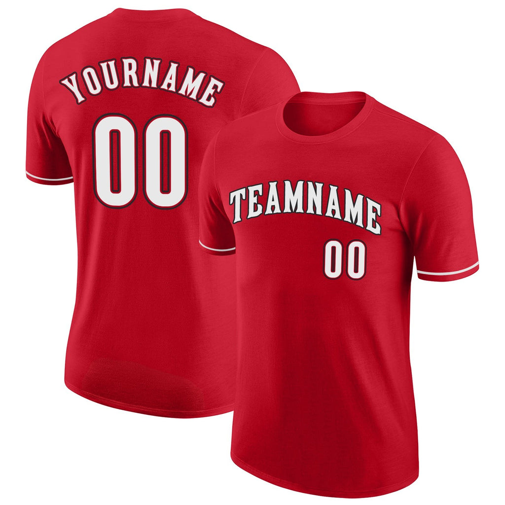 Custom Red White-Black Performance T-Shirt photo 1