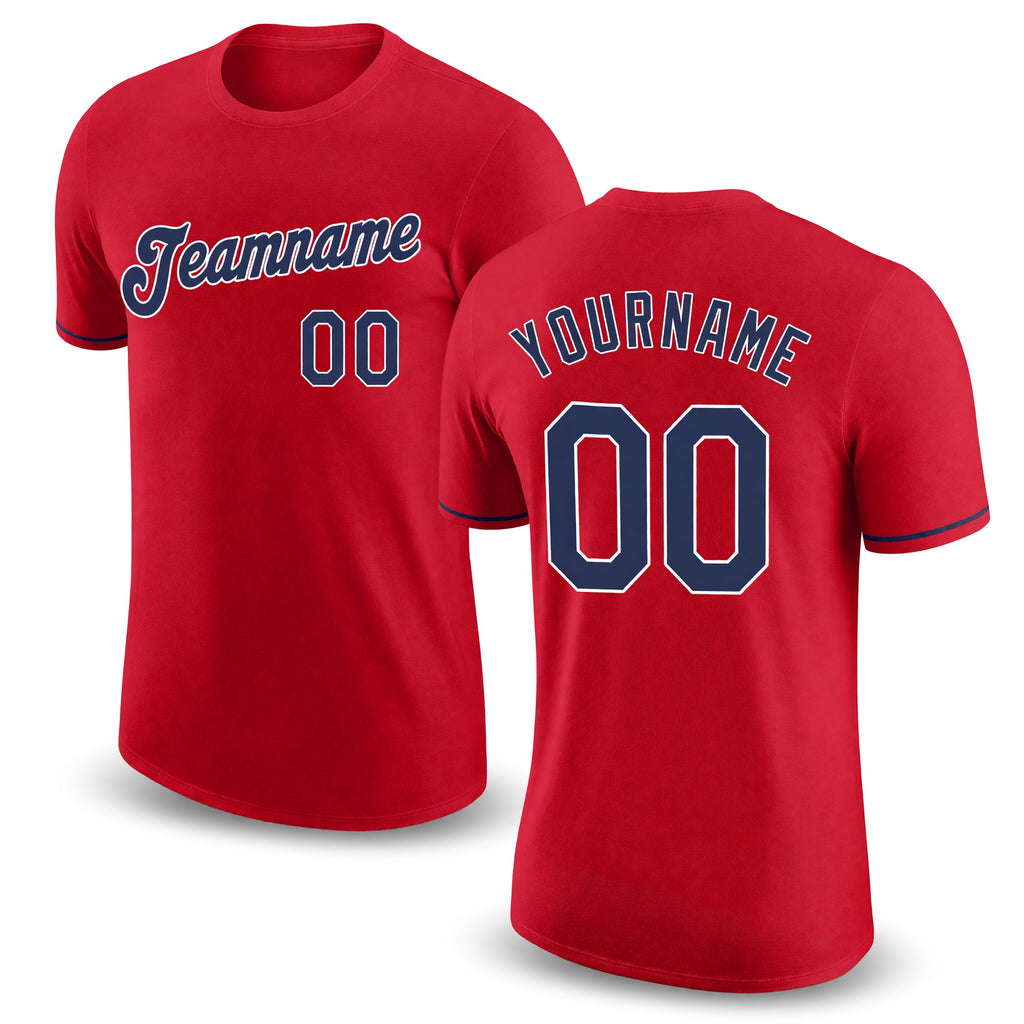Custom Red Navy-White Performance T-Shirt
