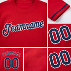 Custom Red Navy-White Performance T-Shirt detail