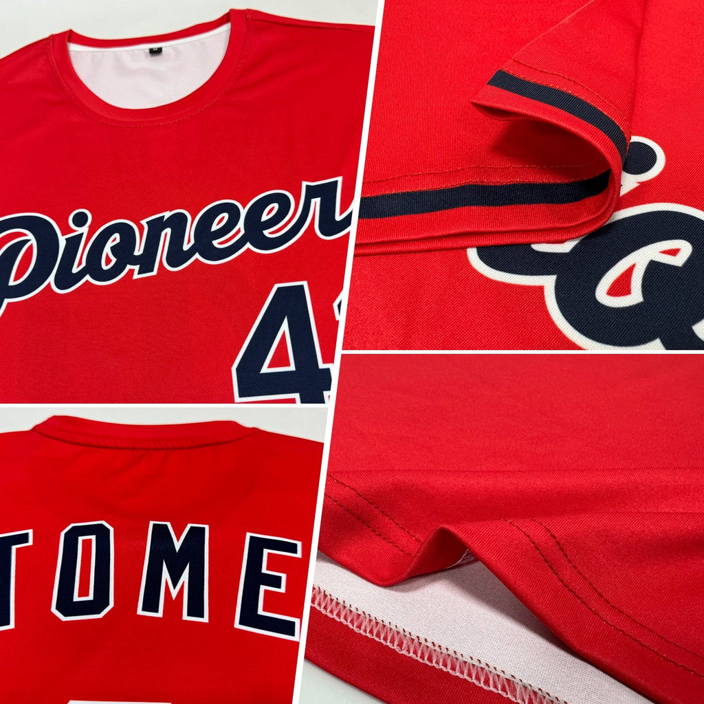 Custom Red Navy-White Performance T-Shirt photo 2