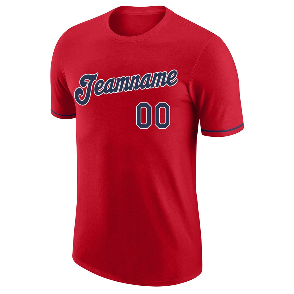 Custom Red Navy-White Performance T-Shirt photo 5