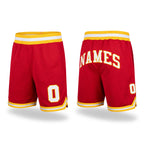 Custom Red White-Gold Authentic Throwback Basketball Shorts