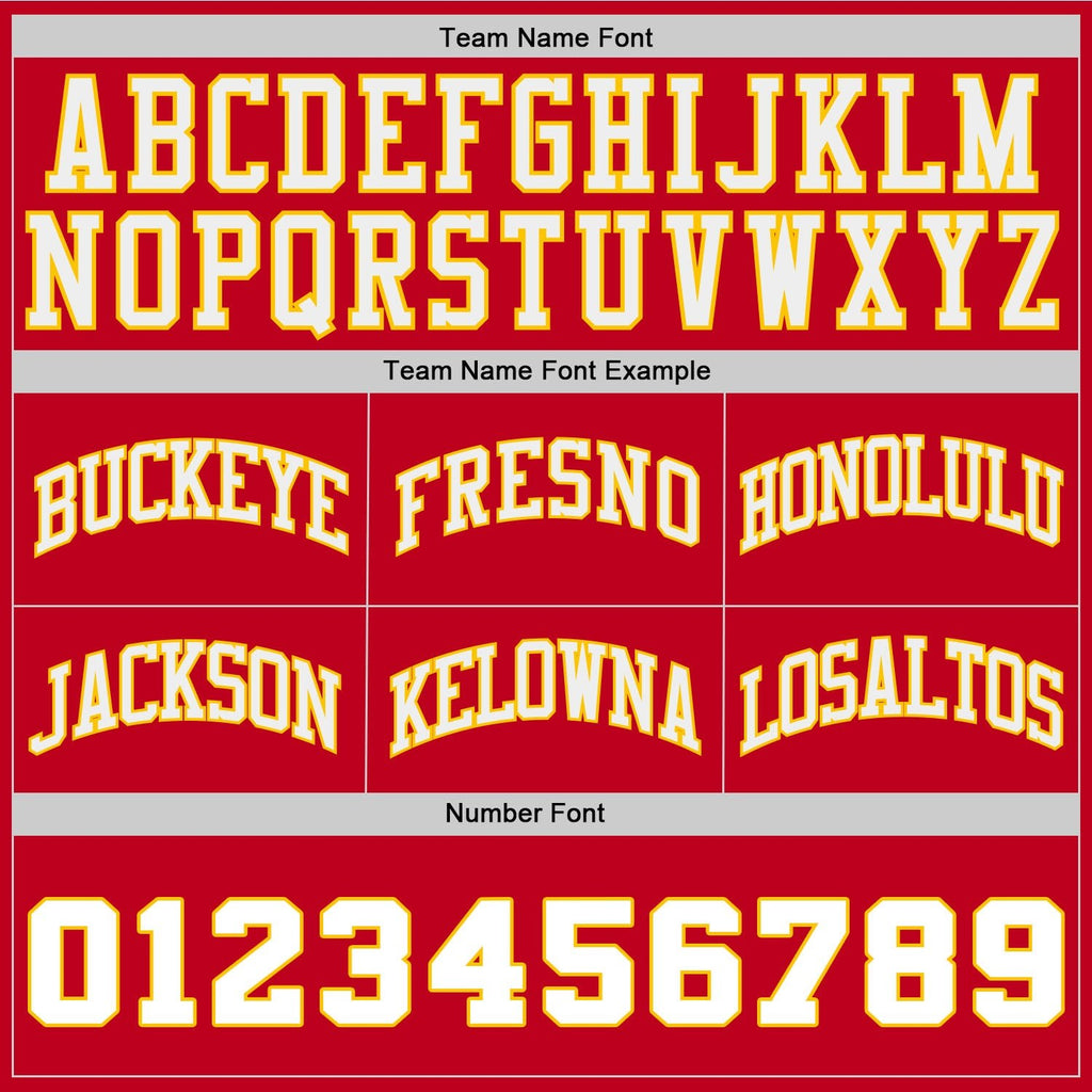 Custom Red White-Gold Authentic Throwback Basketball Shorts photo 2