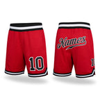 Custom Red Black-White Authentic Throwback Basketball Shorts