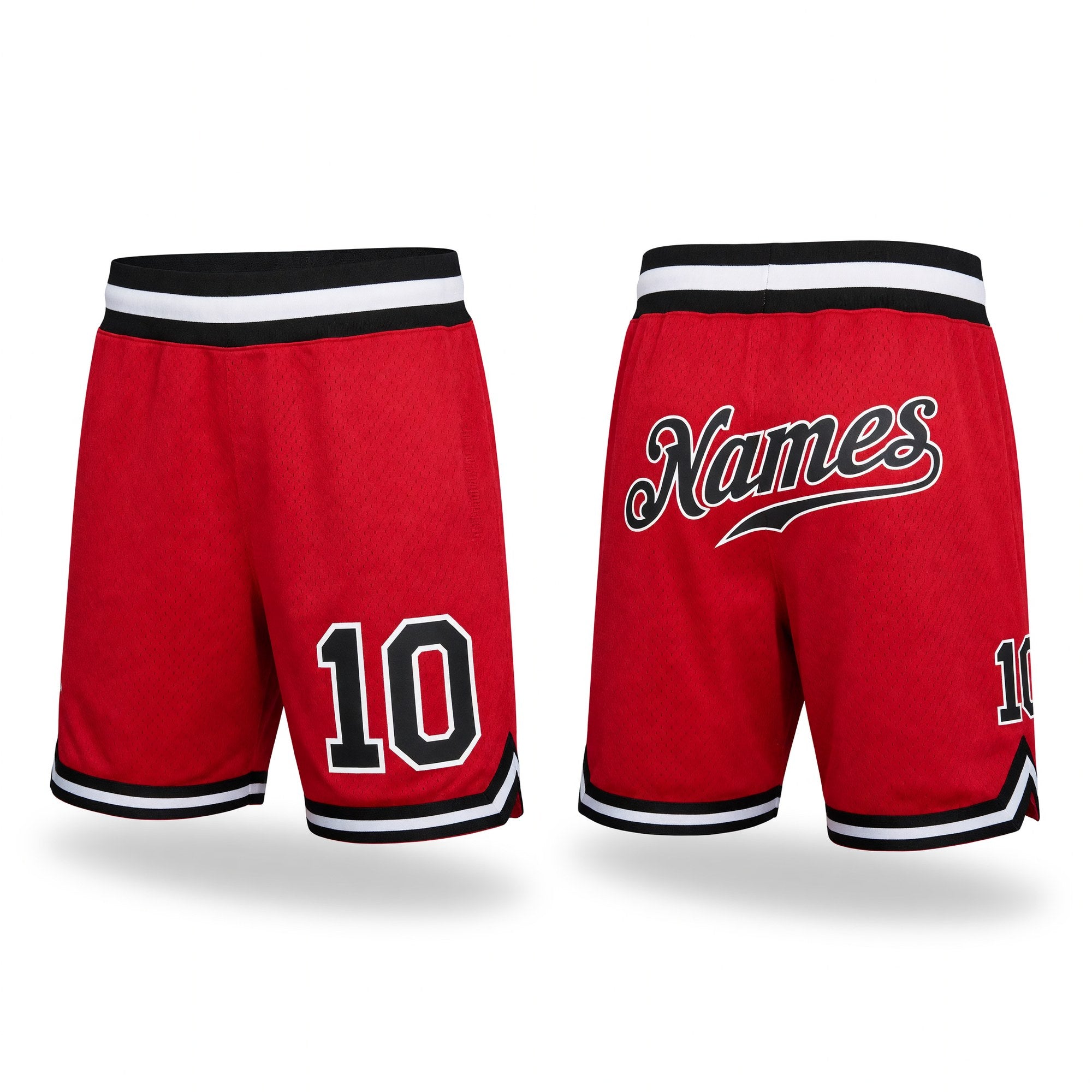 Custom Red Black-White Authentic Throwback Basketball Shorts