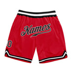Custom Red Black-White Authentic Throwback Basketball Shorts photo 1