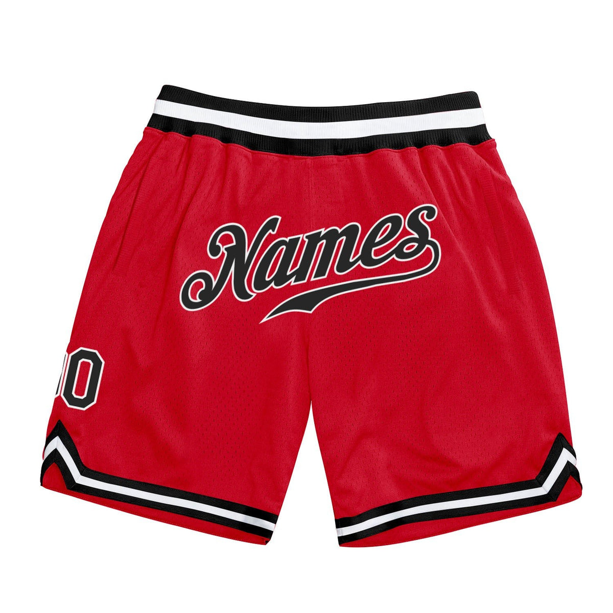Custom Red Black-White Authentic Throwback Basketball Shorts photo 1