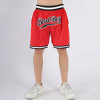 Custom Red Black-White Authentic Throwback Basketball Shorts photo 2