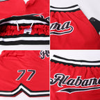 Custom Red Black-White Authentic Throwback Basketball Shorts photo 4