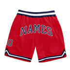 Custom Red Navy-White Authentic Throwback Basketball Shorts photo 1