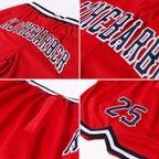 Custom Red Navy-White Authentic Throwback Basketball Shorts photo 3