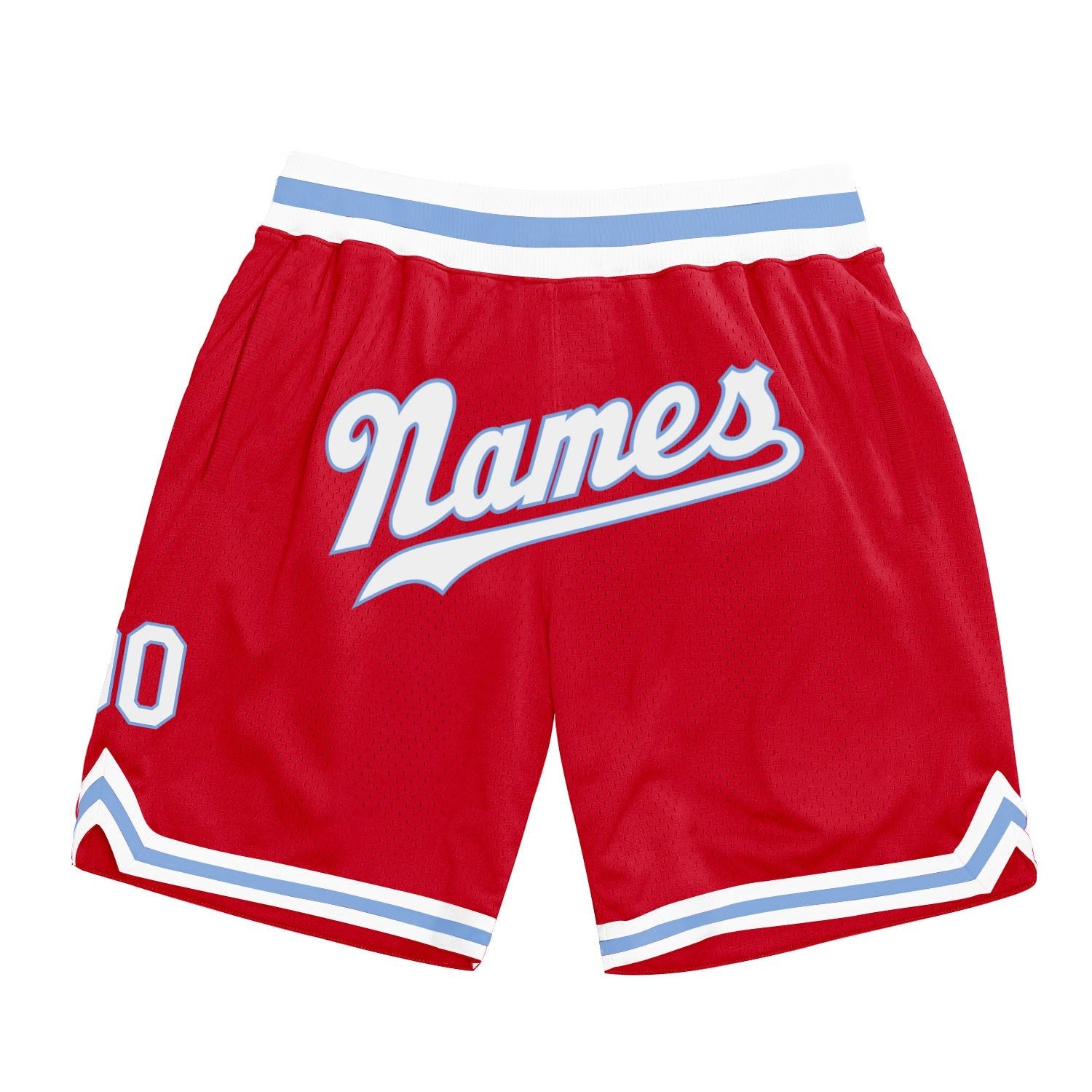 Custom Red White-Light Blue Authentic Throwback Basketball Shorts photo 1