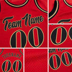 Custom Red Black-Old Gold Authentic Throwback Basketball Jersey detail