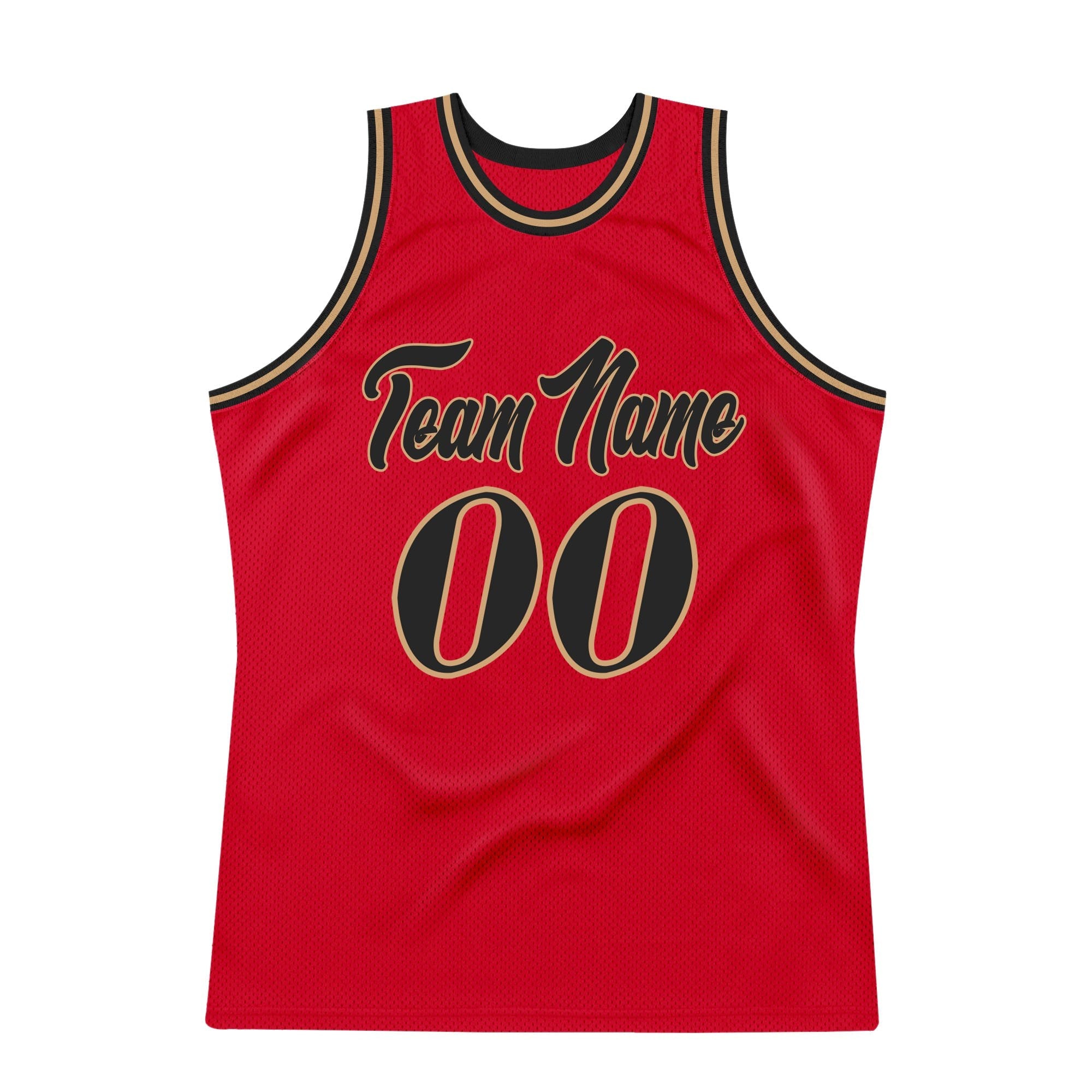 Custom Red Black-Old Gold Authentic Throwback Basketball Jersey photo 6