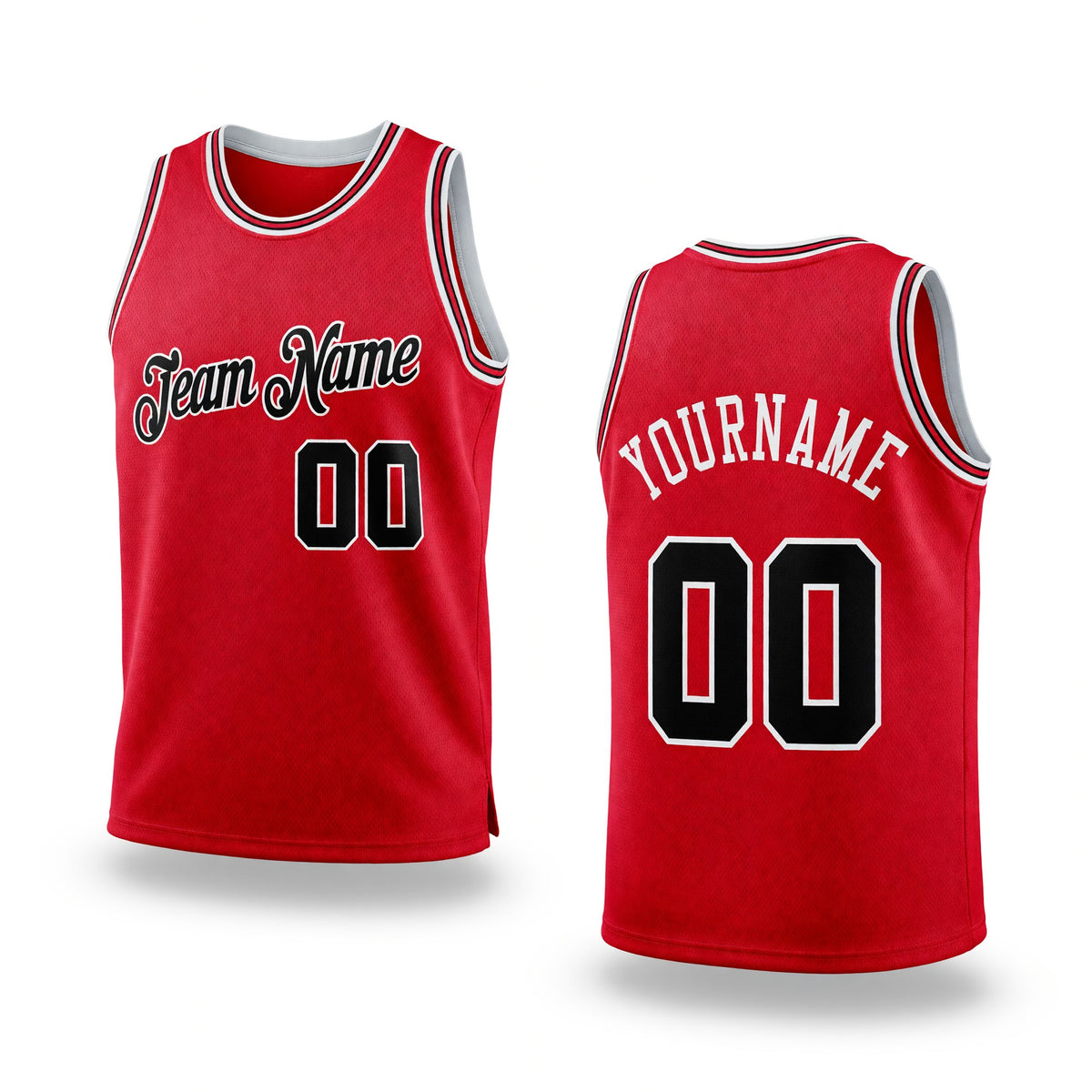Custom Red Black-Red Authentic Throwback Basketball Jersey