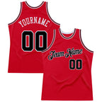 Custom Red Black-Red Authentic Throwback Basketball Jersey photo 1
