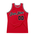 Custom Red Black-Red Authentic Throwback Basketball Jersey photo 5