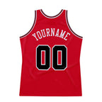 Custom Red Black-Red Authentic Throwback Basketball Jersey photo 6