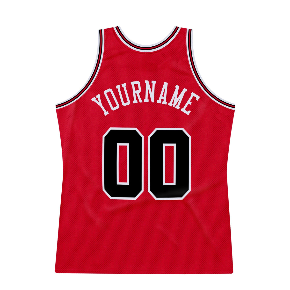 Custom Red Black-Red Authentic Throwback Basketball Jersey photo 6