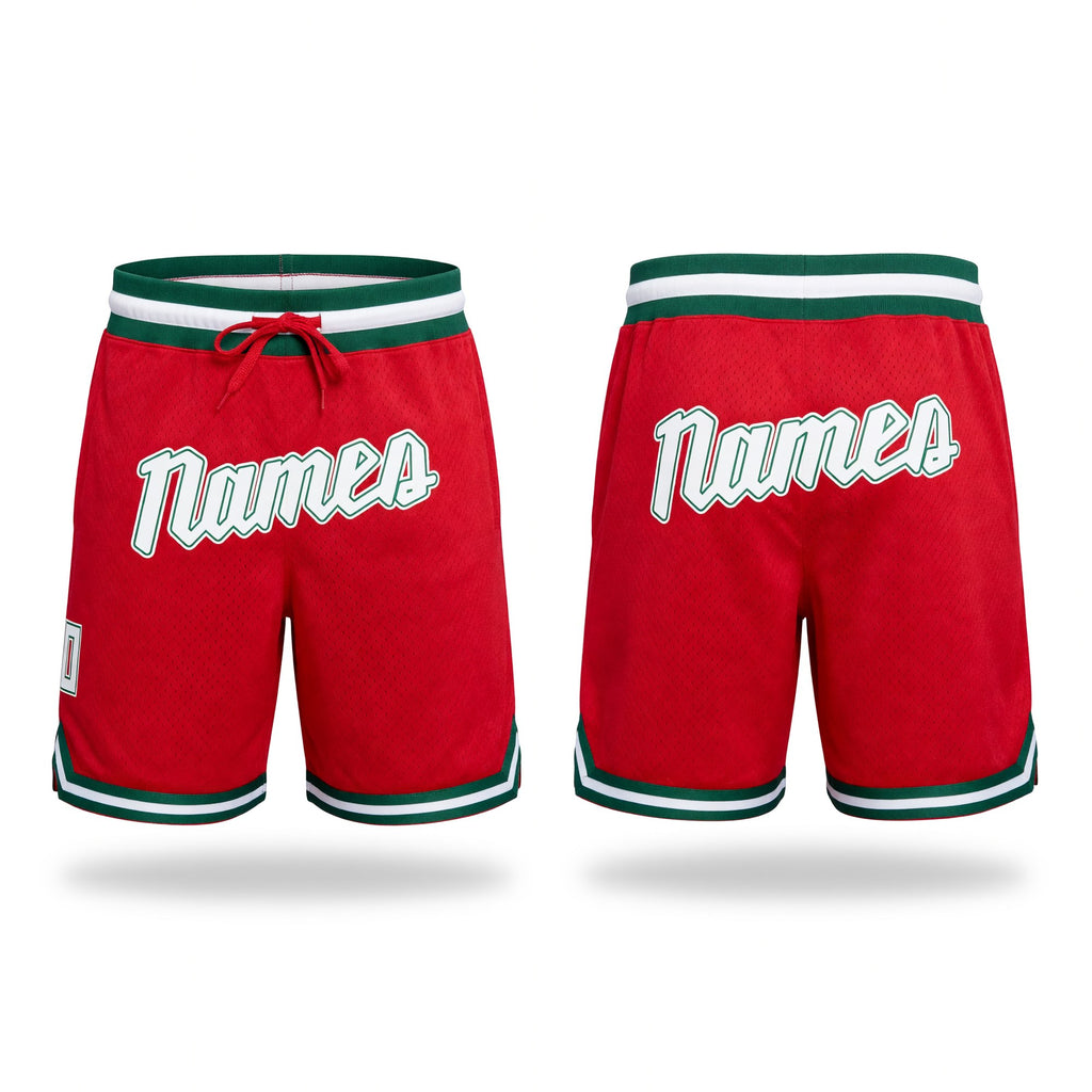 Custom Red White-Kelly Green Authentic Throwback Basketball Shorts