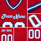 Custom Red White-Royal Mesh Authentic Throwback Football Jersey detail