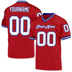 Custom Red White-Royal Mesh Authentic Throwback Football Jersey photo 1