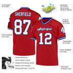 Custom Red White-Royal Mesh Authentic Throwback Football Jersey photo 4