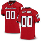 Custom Red White-Black Mesh Authentic Throwback Football Jersey